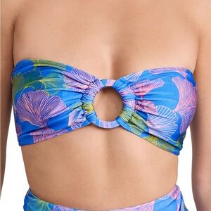 PATBO Ocean Leaf Bandeau Bikini Top XS Blue Floral Multi